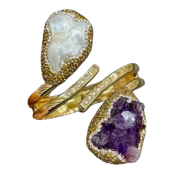 AMETHYST AND BAROQUE PEARL CUFF BRACELET - Picture 3 of 3